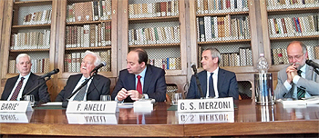 Il tavolo dei relatori alla presentazione dei volumi di Ottavio Barié