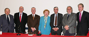 Nella foto da destra: Lorenzo Bonomo, Cesare Catananti, Paolo Magistrelli, Maria Elettra Marconi, Carlos A. Perez, Numa Cellini, Pasquale Marano
