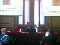 La lezione del professor Michael Naughton all'Aseri il 12 dicembre 2012