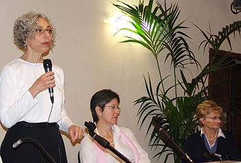 Victoria Reich, Barbara Casalini ed Ellis Sada, direttrice della biblioteca della Cattolica di Milano