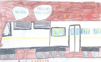 Uno dei disegni dei bambini sulla metropolitana di Brescia