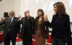 Cesare Catananti, Carlo Verdone, Renata Polverini e Fabiana Santini alla prima del cinema al Gemelli