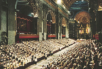 I padri conciliari nella Basilica di San Pietro