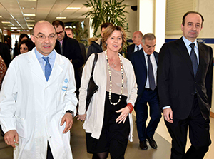 Roma, 7 marzo 2015, Policlinico Gemelli. Il professor Giovanni Scambia, il ministro della Salute Beatrice Lorenzin, il rettore Franco Anelli