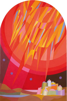 Renato Laffranchi, Il Cantico delle Creature - 5 - Il Fuoco. Tempera su tavola 120 X 180 cm - 2009