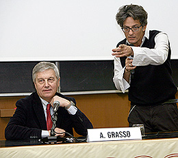 Aldo Grasso e Fiorello in aula Gemelli