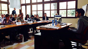 Milano, 25 marzo 2014. Andrea Ranocchia nella sede di via Carducci dell'Universit&agrave; Cattolica