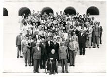 Padre Gemelli, gi&agrave; in sedia a rotelle, a uno dei primi congressi degli psicologi italiani