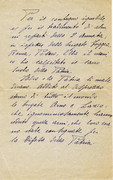 Versione manoscritta del Bollettino di Cadorna