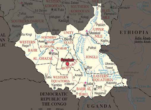 cartina sud sudan