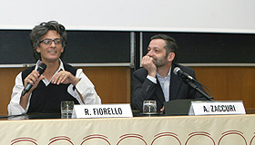 Fiorello con il conduttore di Grande Talk - TV2000 Alessandro Zaccuri